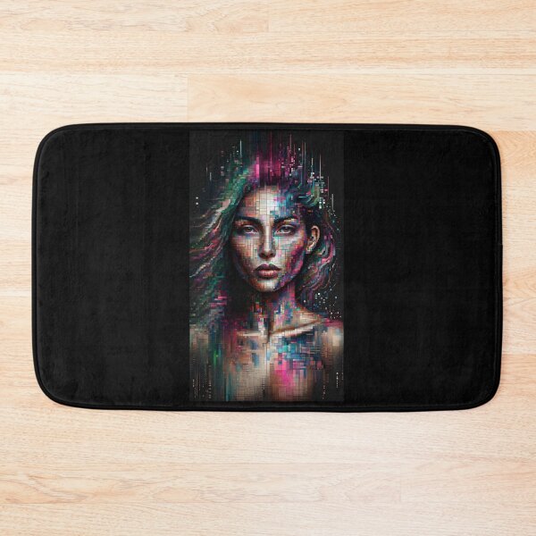 Item preview, Portrait of a woman with her face and body composed of digital pixels and glitch effects designed and sold by AndreaMart.