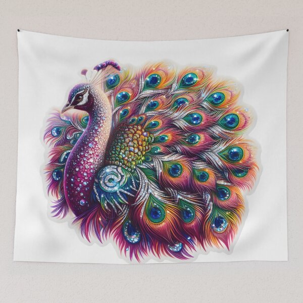 Item preview, Dazzling Plumes: Diamond Dust Peacock designed and sold by AI-Only Creations.