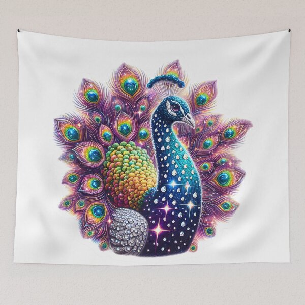 Item preview, Radiant Majesty: Diamond Dust Peacock designed and sold by AI-Only Creations.