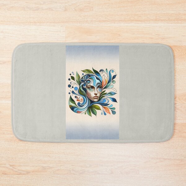 Item preview, Portrait of a woman's face surrounded by abstract forms of natural elements like leaves, flowers, and waves designed and sold by AndreaMart.
