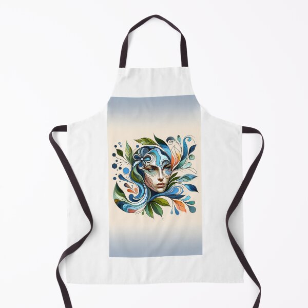 Item preview, Portrait of a woman's face surrounded by abstract forms of natural elements like leaves, flowers, and waves designed and sold by AndreaMart.