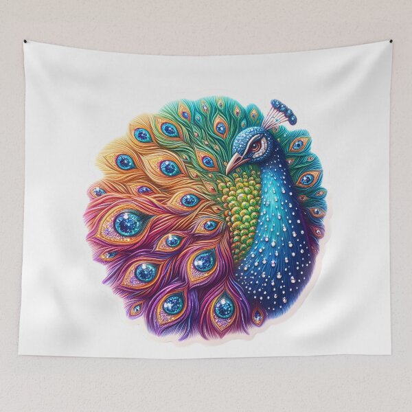Item preview, Enchanted Plumage: Diamond Peacock designed and sold by AI-Only Creations.