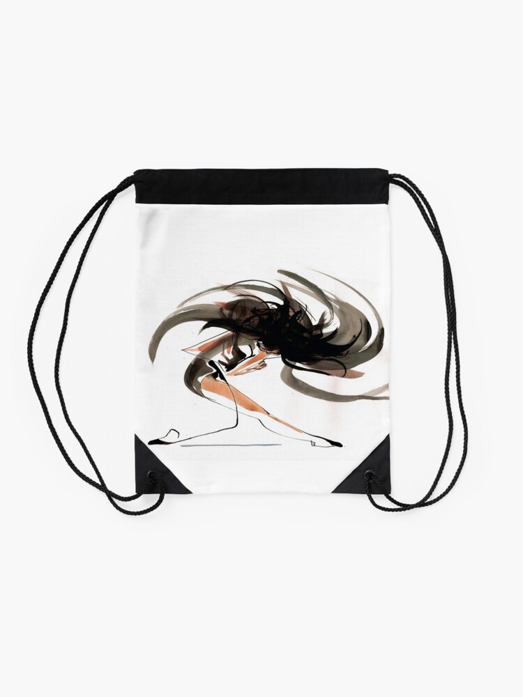 Alternate view of Expressive Ballerina Dance Drawing Drawstring Bag