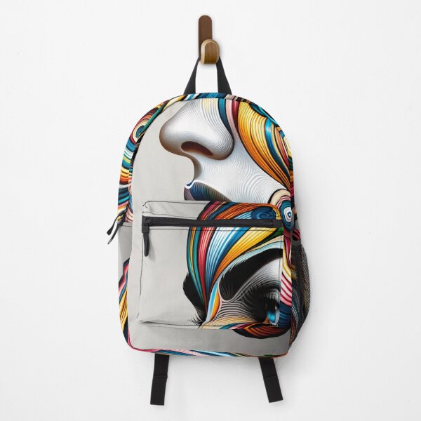 Item preview, Portrait of a woman's face with dynamic patterns such as spirals and waves, in bright, contrasting colors designed and sold by AndreaMart.