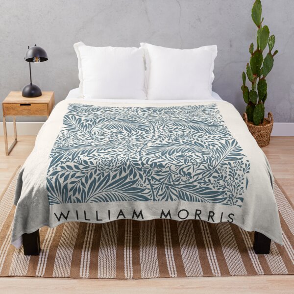 Item preview, William Morris Larkspur Teal Blue leaf pattern designed and sold by cutesy.