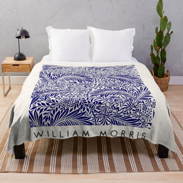 Item preview, William Morris Navy Blue Larkspur art nouveau vintage floral pattern designed and sold by cutesy.