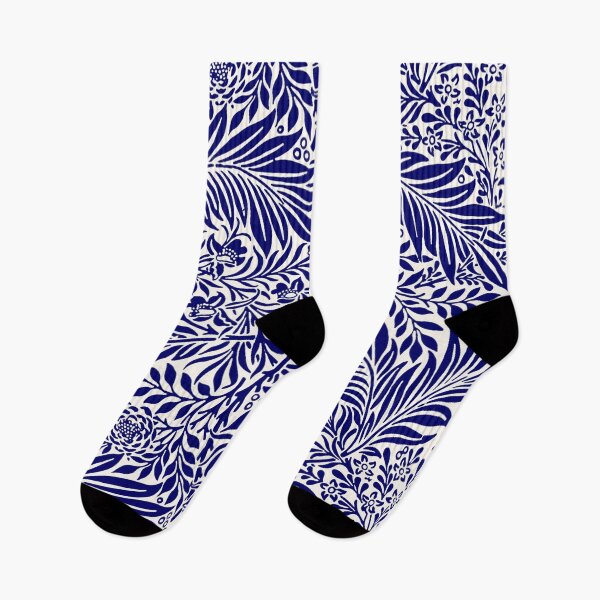 Item preview, William Morris Navy Blue Larkspur art nouveau vintage floral pattern designed and sold by cutesy.