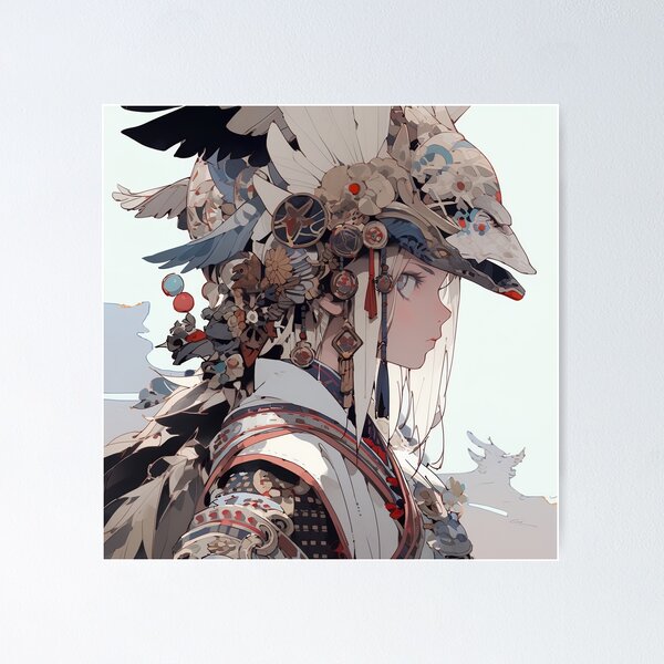 Item preview, Serene Feathered Warrior Anime Girl designed and sold by bubblegoth.