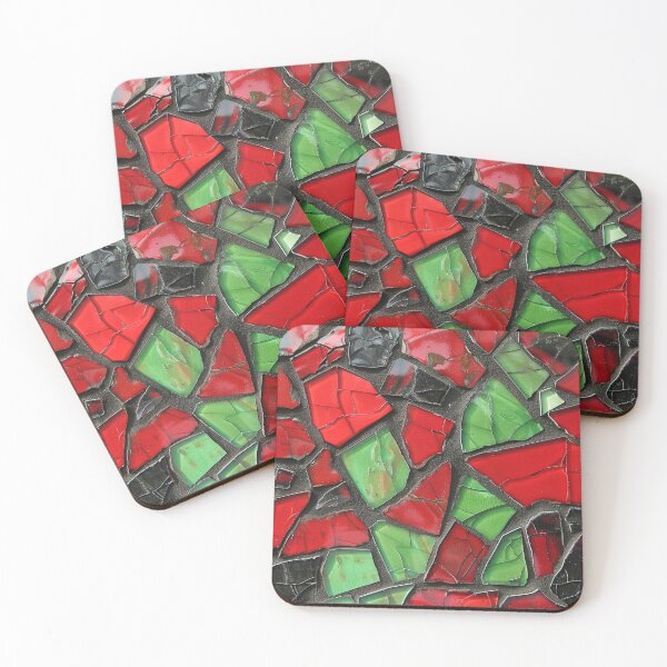 Item preview, Red Green Black Cracked Tiles Gaudi Mosaics Tile  designed and sold by GrinGalore.
