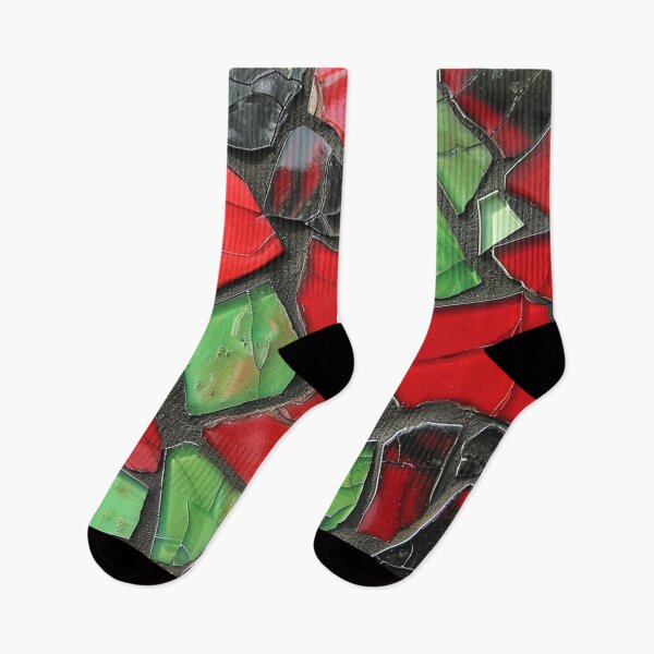 Item preview, Red Green Black Cracked Tiles Gaudi Mosaics Tile  designed and sold by GrinGalore.