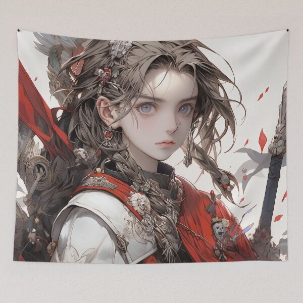 Item preview, Red Gothic Fantasy Warrior Anime Girl designed and sold by bubblegoth.