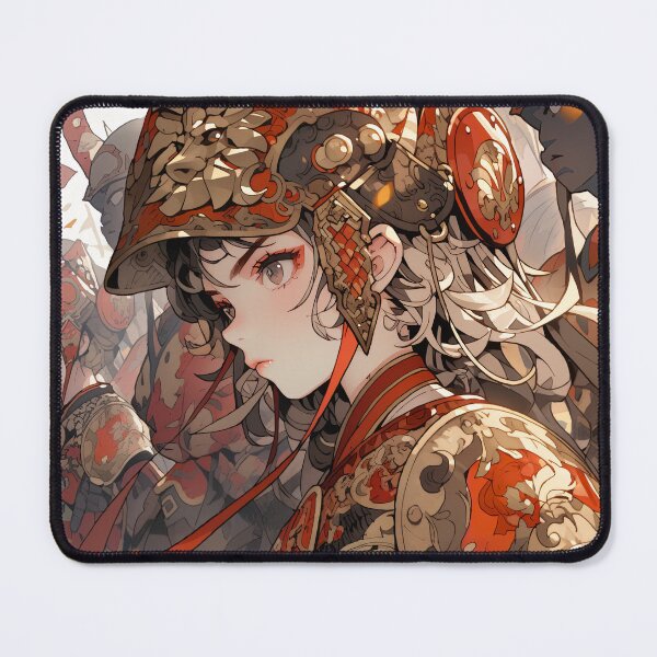 Item preview, Red and Gold Samurai Warrior Anime Girl designed and sold by bubblegoth.