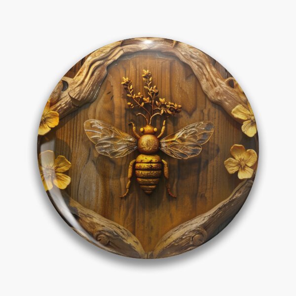 Item preview, Wood Gold Bee Flowers Patern designed and sold by GrinGalore.
