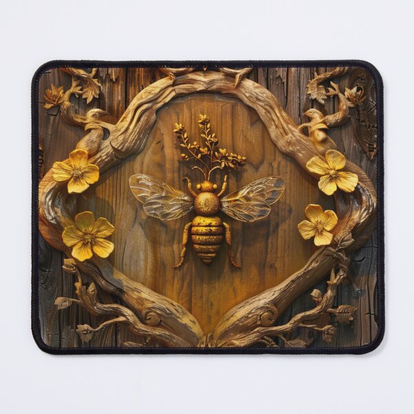 Item preview, Wood Gold Bee Flowers Patern designed and sold by GrinGalore.