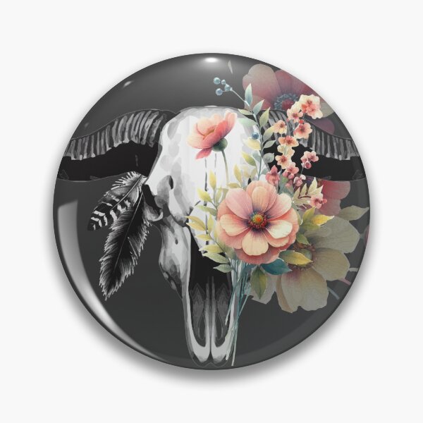 Item preview, Bull Skull with flowers, Gothic art designed and sold by Pretzel-G92.