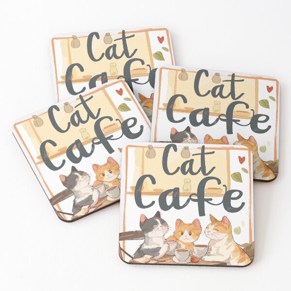 Item preview, Cat Cafe Print / Cats and Coffee designed and sold by Thehatinthecat.
