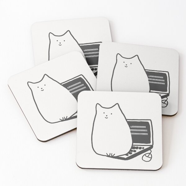 Item preview, Simple Minimal Cat on Laptop Neko Aesthetic Funny Meme  Black and White Art designed and sold by Marinaaa010.