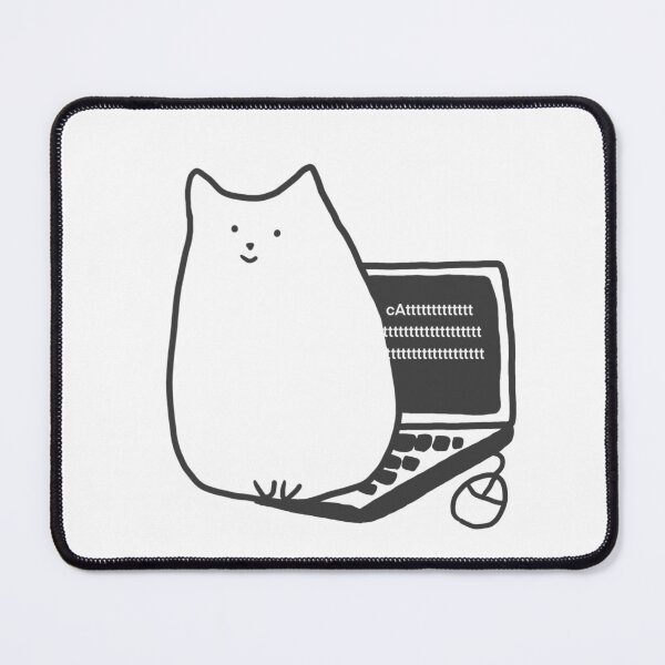 Item preview, Simple Minimal Cat on Laptop Neko Aesthetic Funny Meme  Black and White Art designed and sold by Marinaaa010.