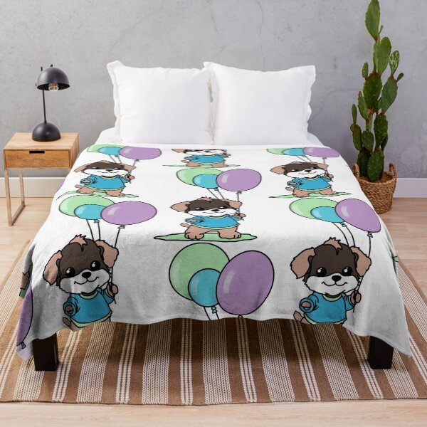 Item preview, Cute brown puppy with balloons designed and sold by Flowersonstuff.