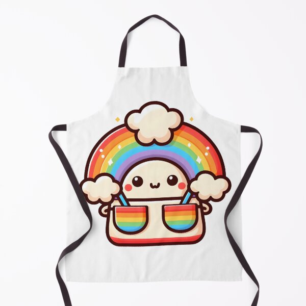 Item preview, Kawaii Rainbow With Apron With Rainbow Pockets designed and sold by CanvasCutie.