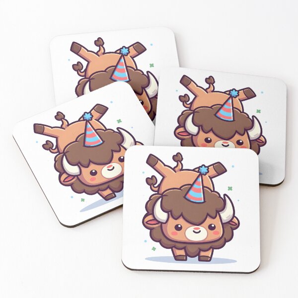 Item preview, Kawaii Bison With Party Hat designed and sold by CanvasCutie.