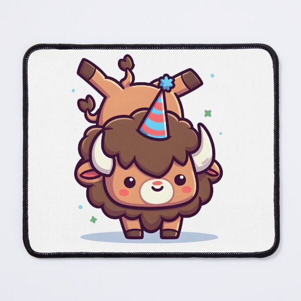 Item preview, Kawaii Bison With Party Hat designed and sold by CanvasCutie.