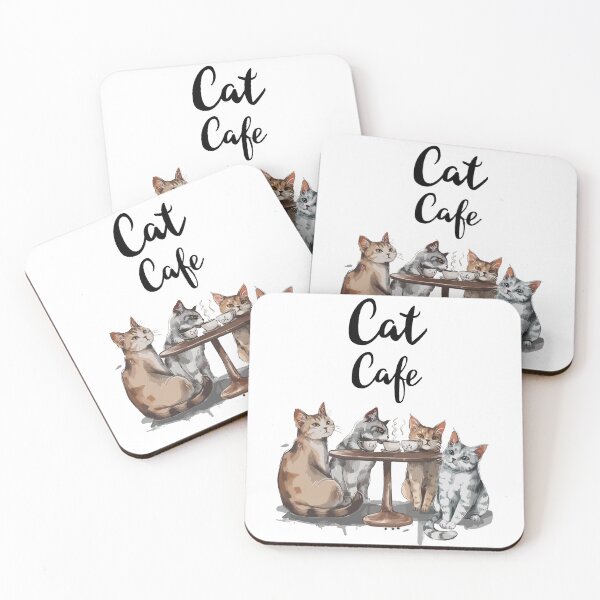 Item preview, Cat Cafe Print / Cats and Coffee designed and sold by Thehatinthecat.