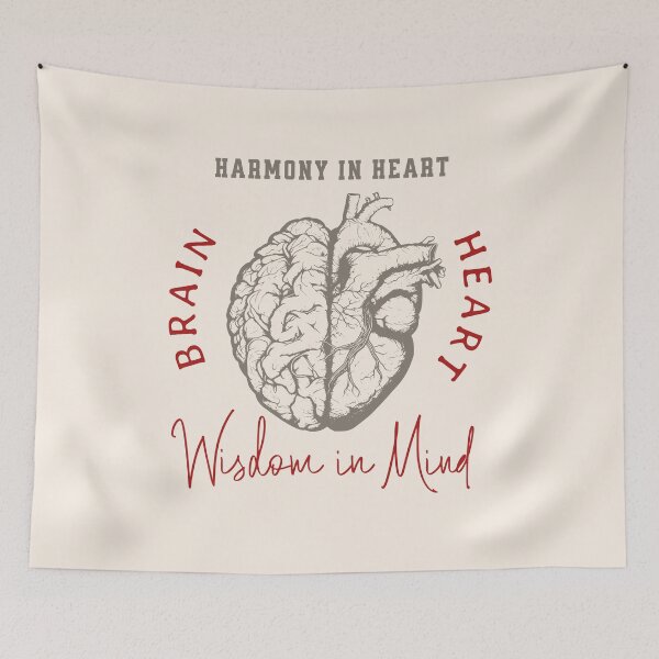 Item preview, Harmony in Heart, Wisdom in Mind, Right balance between head and heart, vintage style designed and sold by Collagedream.