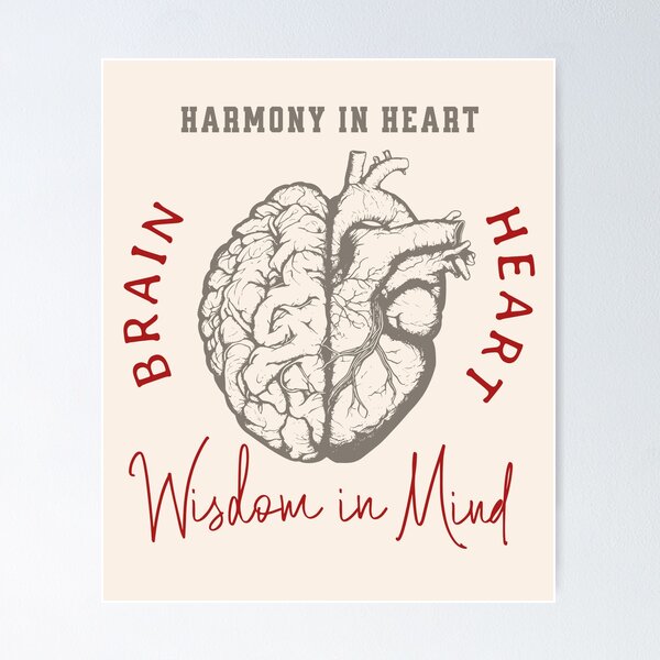 Item preview, Harmony in Heart, Wisdom in Mind, Right balance between head and heart, vintage style designed and sold by Collagedream.