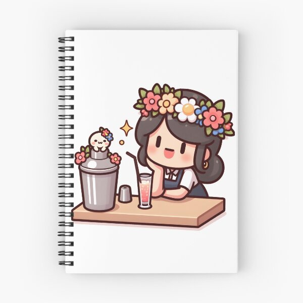 Item preview, Kawaii Bartender With A Flower Crown designed and sold by CanvasCutie.