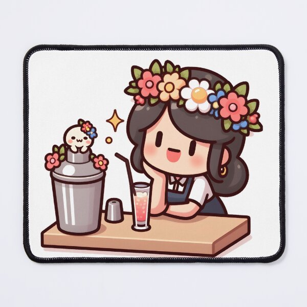 Item preview, Kawaii Bartender With A Flower Crown designed and sold by CanvasCutie.