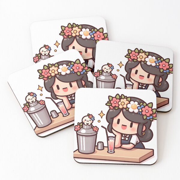 Item preview, Kawaii Bartender With A Flower Crown designed and sold by CanvasCutie.