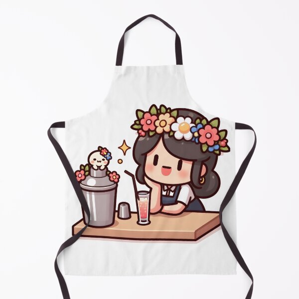 Item preview, Kawaii Bartender With A Flower Crown designed and sold by CanvasCutie.