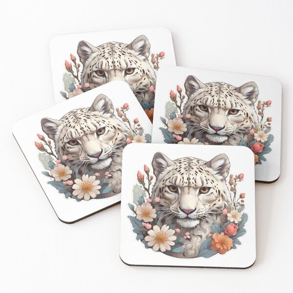 Item preview, Majestic Snow Leopard in Flowers designed and sold by Irbisinthebox.