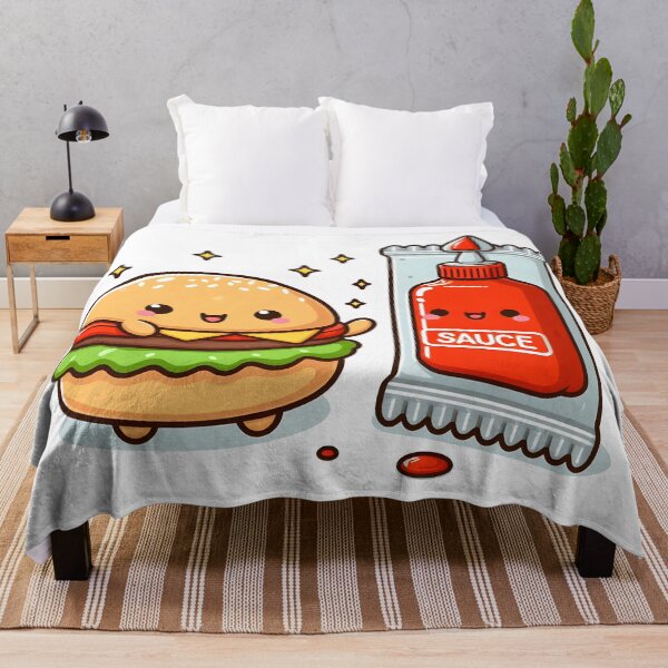Item preview, Kawaii Burger Waving To Sauce Packet designed and sold by CanvasCutie.