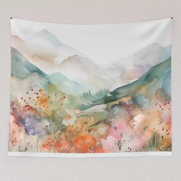 Item preview, Watercolor Abstract Spring Mountain  Scene Soft 1 designed and sold by StephanieLZ.
