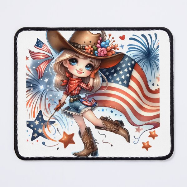 Item preview, Colorful Cowgirl Enjoys 4th of July Festivities designed and sold by KNAA.