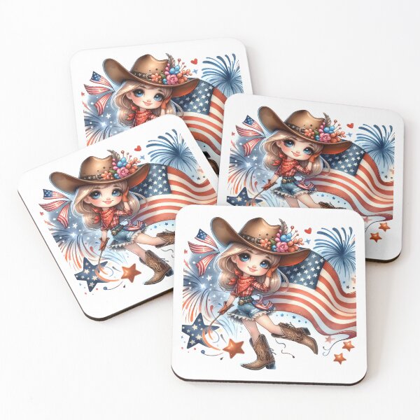 Item preview, Colorful Cowgirl Enjoys 4th of July Festivities designed and sold by KNAA.