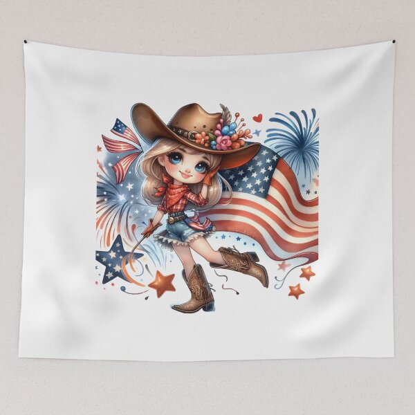 Item preview, Colorful Cowgirl Enjoys 4th of July Festivities designed and sold by KNAA.