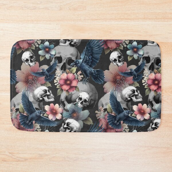 Item preview, Skulls and Ravens with flowers, Gothic art designed and sold by Pretzel-G92.
