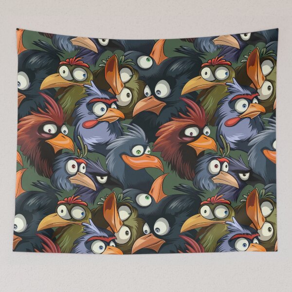 Item preview, Animated Flock of Colorful Cartoon Birds - funny - weird designed and sold by PICbyFemke.