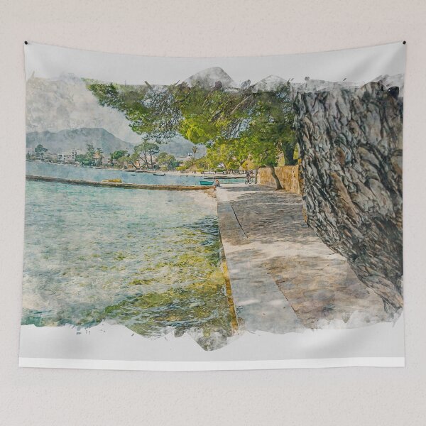 Item preview, Puerto Pollensa Mallorca Watercolour Effect designed and sold by GG WALL ART.