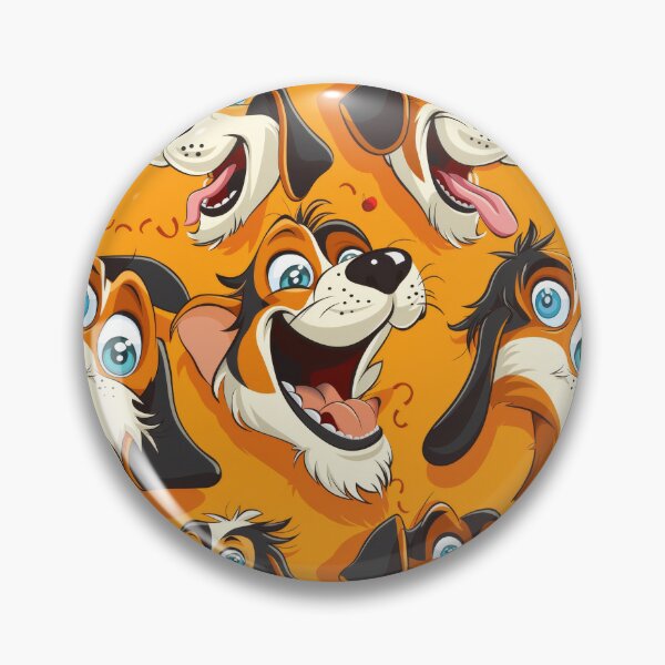Item preview, Cheerful Cartoon Dogs on Orange Background - funny - weird - yellow designed and sold by PICbyFemke.