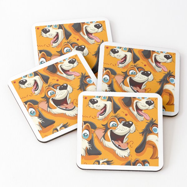 Item preview, Cheerful Cartoon Dogs on Orange Background - funny - weird - yellow designed and sold by PICbyFemke.