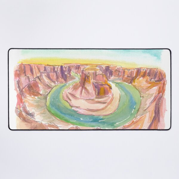 Item preview, Grand Canyon Horse Shoe Bend Scene Watercolor designed and sold by artshop77.