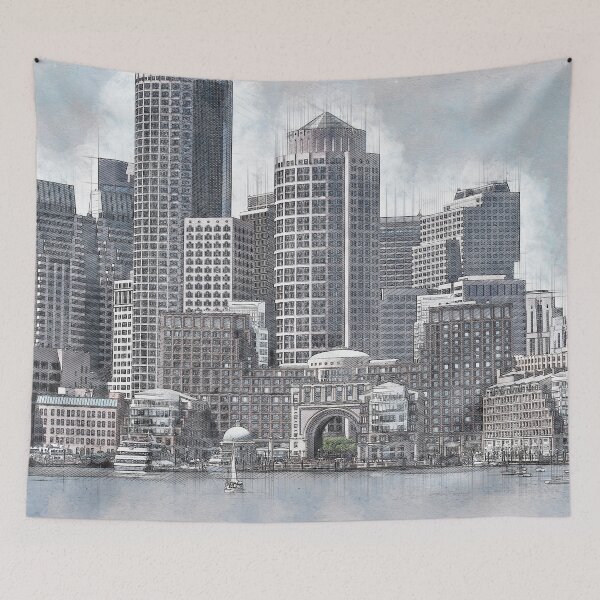 Item preview, Boston Harbor Skyline designed and sold by mrthink.