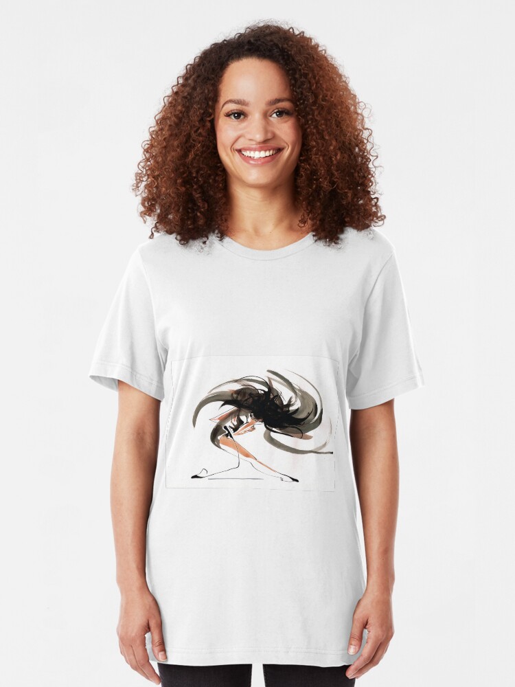 Alternate view of Expressive Ballerina Dance Drawing Slim Fit T-Shirt