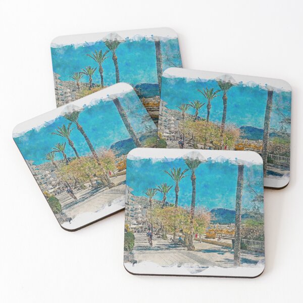 Item preview, Puerto Pollensa Mallorca Watercolour Effect designed and sold by GG WALL ART.