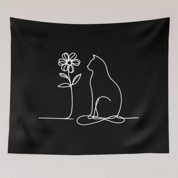 Item preview, Black Cat and flower: Gazing Upon Nature's Elegance designed and sold by Expressartzone.