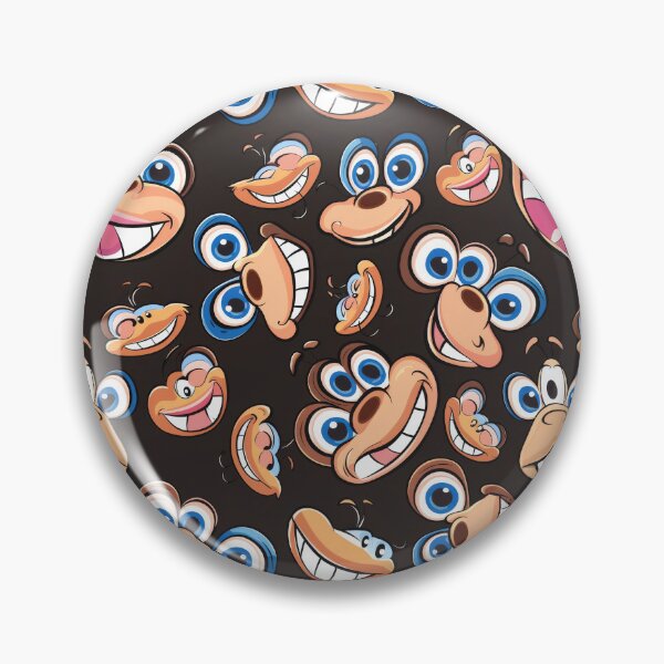 Item preview, Whimsical Cartoon Faces on Dark Background - funny - weird designed and sold by PICbyFemke.